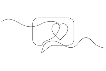 Obraz premium Speech bubble continuous line art minimal communication vector icon