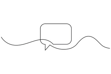Obraz premium Speech bubble continuous line art minimal communication vector icon