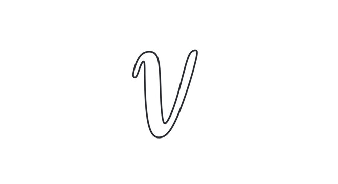 Elegant Script Letter V, Minimalist Typography, Calligraphy Initial, Isolated White Background