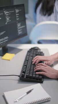 Programmer hand typing keyboard coding software application developer online server engineer digital web database network java script project business technology concept