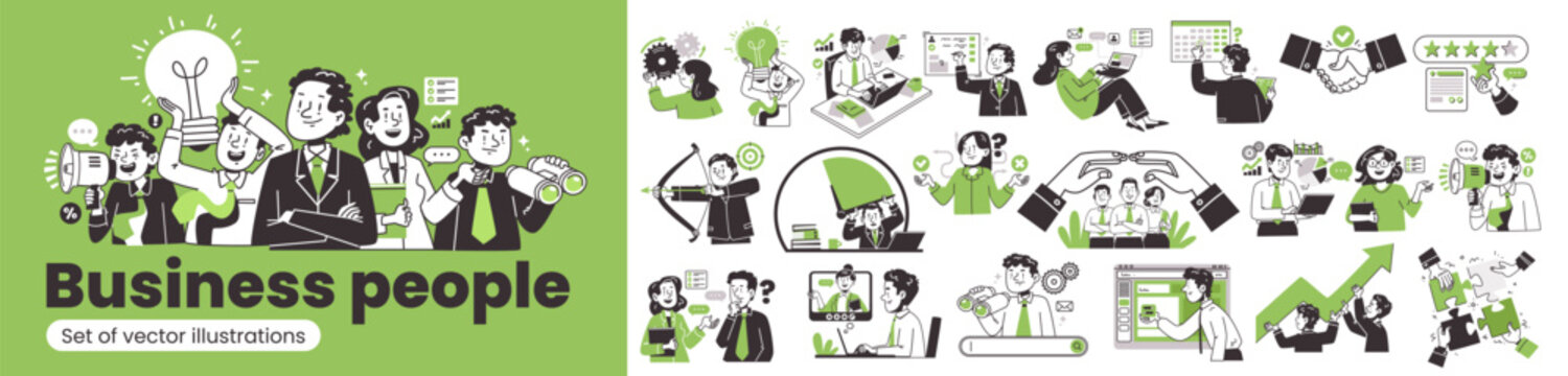 Business People and Teamwork Concept Set