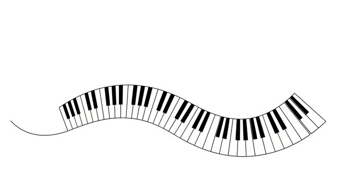 Abstract Wavy Piano Keyboard, Musical Instrument Element, Music Concept