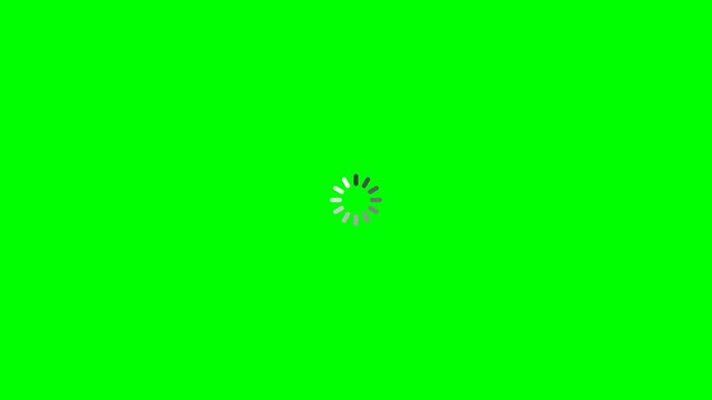 Animated loading bar, progress indicator, and buffering spinner icon isolated on a green screen background