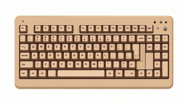 Retro Beige Mechanical Keyboard Illustration with Brown Keycaps.
