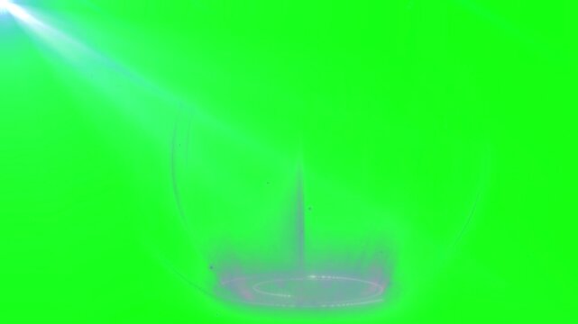 Glowing green background with three test tubes shining brightly with light beams