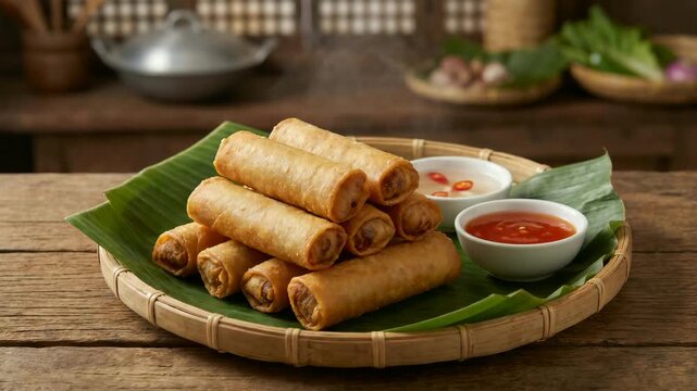 authentic lumpia spring rolls philippines cuisine presentation