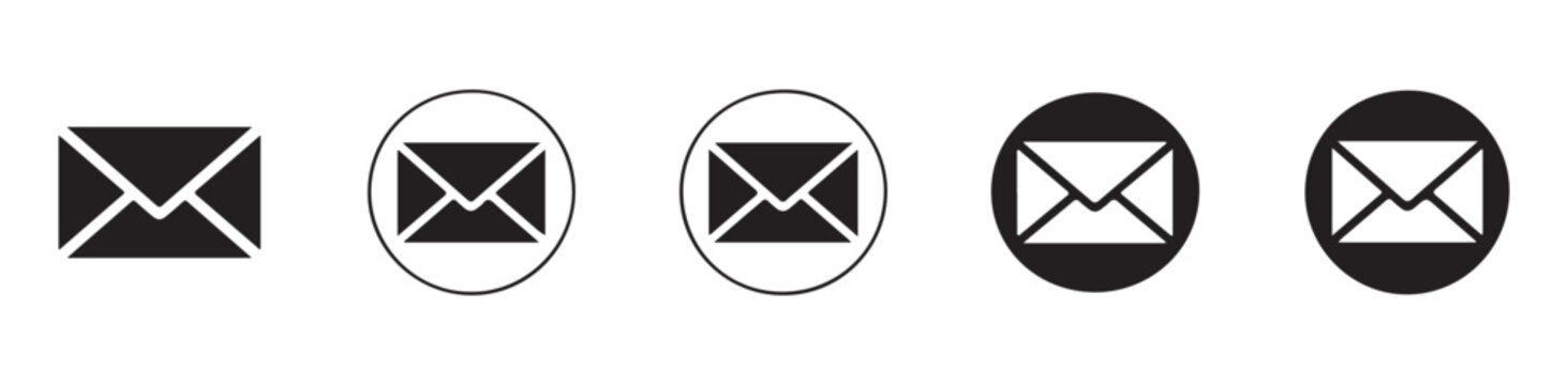 Selection of diverse mail envelope symbols featuring different button styles for user interface layouts.