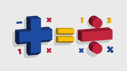 Naklejka premium Colorful 3D math symbols and numbers.