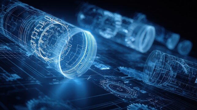 Engineering blueprint technical mastery and problem solving focus on industrial development theme dynamic Fusion illuminated architecture studio backdrop. 