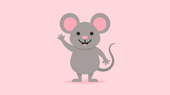 A cute cartoon mouse waving hello.