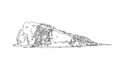 Black outline of a desert rock formation against a clear transparent background vector. © Sara Studio