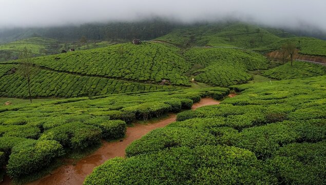 green tea plantation munnar india