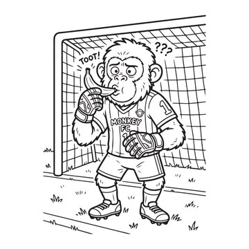 Monkey Blowing Banana Whistle Coloring Page
