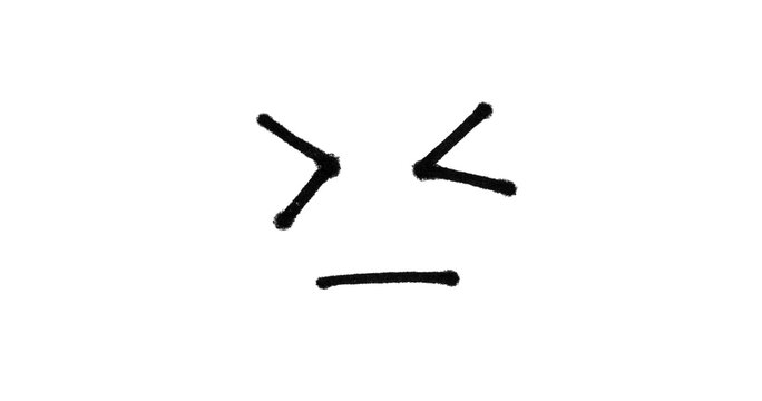 Hand Drawn Grimace Face Emoticon Doodle Brush Stroke Vector