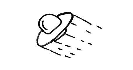 Doodle Flying Saucer Hand Drawn Sketch UFO Outline © Shafa
