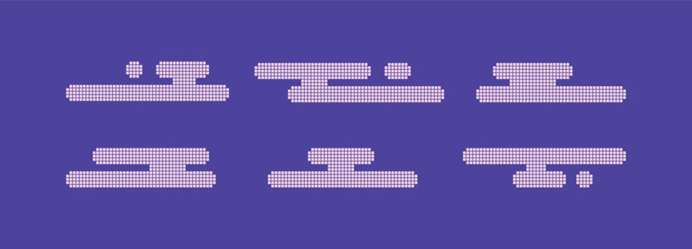Japanese clouds 8-bit pixel art vector illustration. Video game element. Modern digital shape. Retro motif.