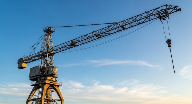 Towering Construction Crane Against a Blue Sky Industrial Machinery and Engineering.