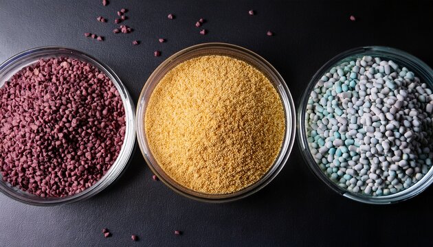 nutrient granules of nitrogen phosphorus and potassium on black surface