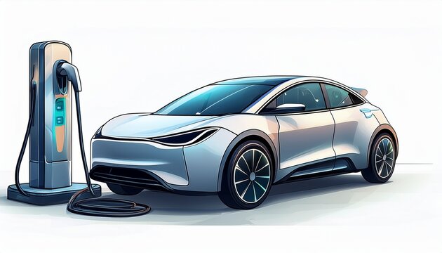 ev charging station for electric car in concept ev car isolated on white background image ai generate