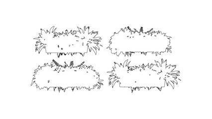 Set of four hand drawn rectangular plant and fern frames for nature themed compositions. © Sara Studio