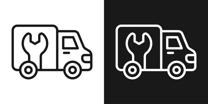 Service Vehicle Icon In Black And White Line Style