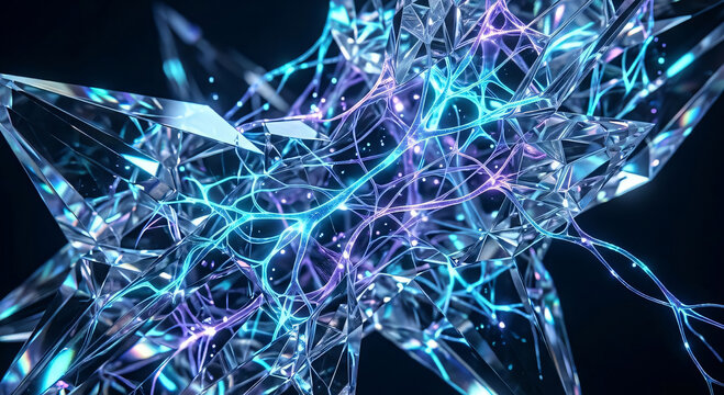 Advanced Bio-Computing: Abstract 3D Visualization of Neural Network within Crystallized DNA Matrix
高度なバイオコンピューティング：結晶化DNAマトリックス内の神経ネットワークの抽象的3D視覚化
