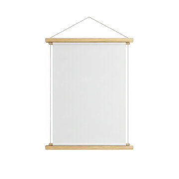 Minimalist white hanging scroll on wooden rod