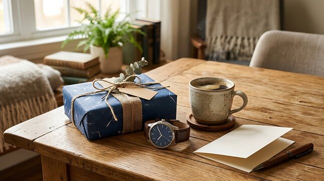 Gift coffee table morning setup.