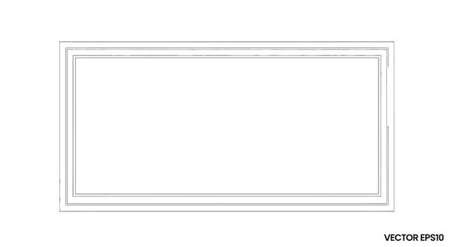 Blank Rectangular Frame, Simple Border, Isolated White Background, Graphic Element