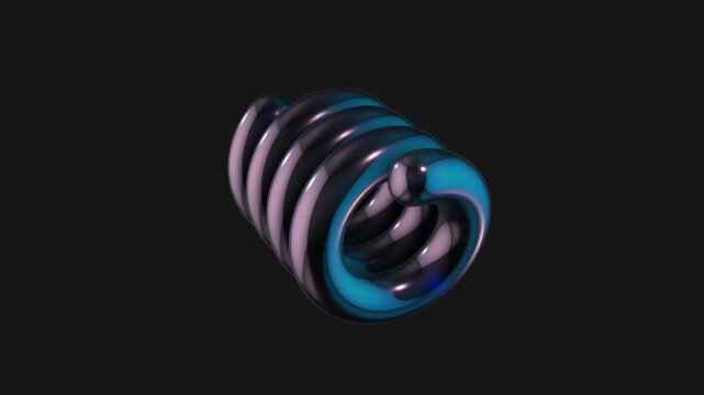 A drag and drop 3D dark chrome style electric shape with alpha that spins on a loop.
