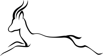 Simple minimalistic black vector illustration of a running gazelle © Natalia