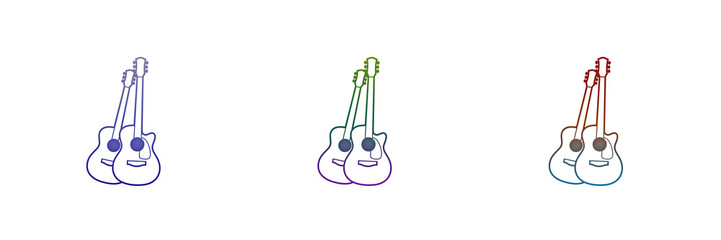 Naklejka premium Colorful guitar icons in purple green and red