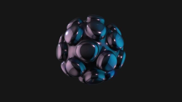 A drag and drop 3D dark chrome style electric shape with alpha that spins on a loop.

