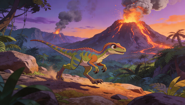 Dinosaur explores prehistoric landscape