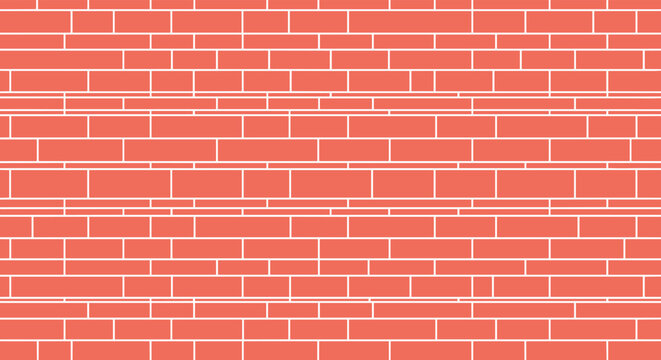 Geometric pattern of a red brick wall with white mortar lines creating a clean and modern architectural texture for construction use.