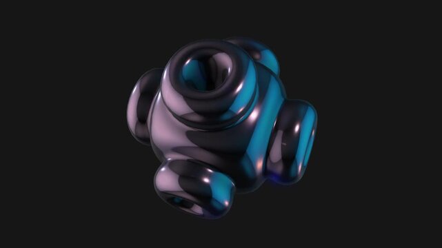 A drag and drop 3D dark chrome style electric shape with alpha that spins on a loop.
