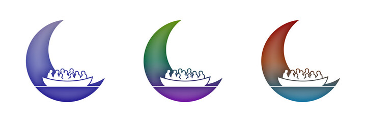 Crescent moon boat icon set © FOYJUL