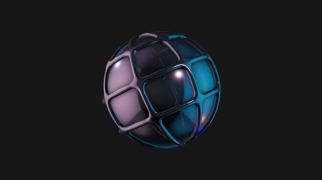 A drag and drop 3D dark chrome style electric shape with alpha that spins on a loop.
