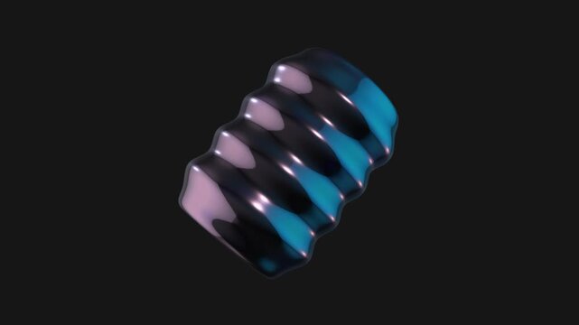 A drag and drop 3D dark chrome style electric shape with alpha that spins on a loop.

