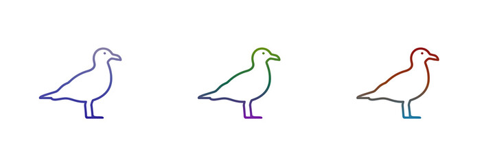 Fototapeta premium Seagull bird icons in different colors