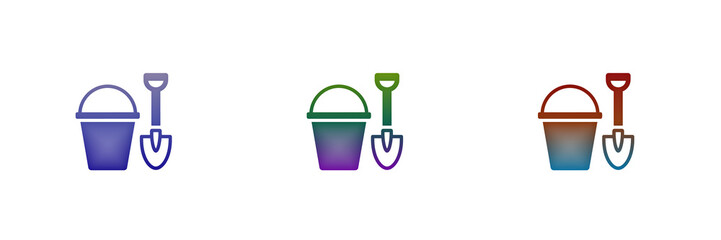 Colorful beach bucket and shovel icons © FOYJUL