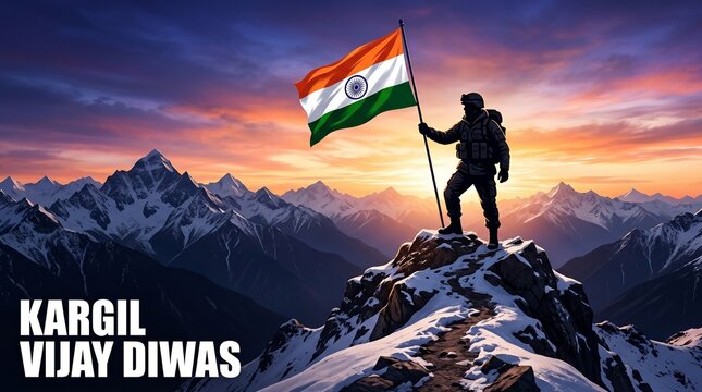 Kargil Vijay Diwas: Soldier Hoisting Flag