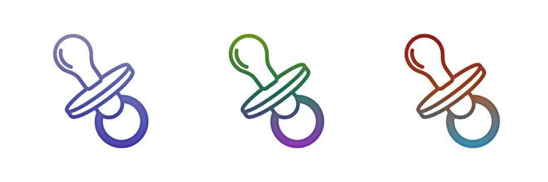 Colorful baby pacifier icons