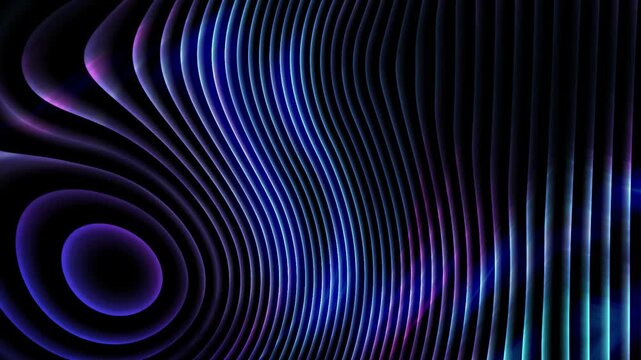 A dynamic abstract background featuring flowing, glowing blue and purple wavy lines that create a sense of movement and modern digital depth.
