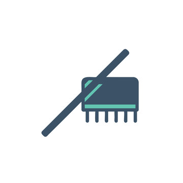 Flat vector icon depicting a computer microchip crossed out.