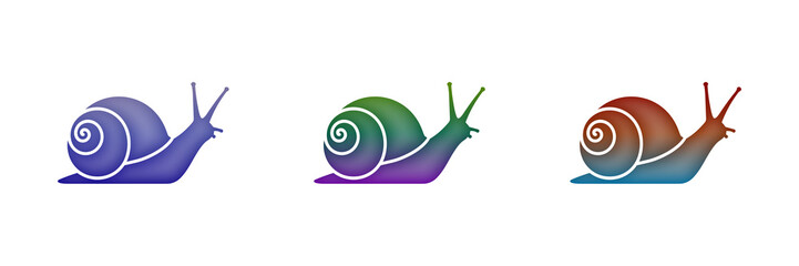 Colorful snail icons in purple, green, and orange © FOYJUL