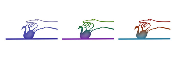 Hand holding swan bird in different colors © FOYJUL