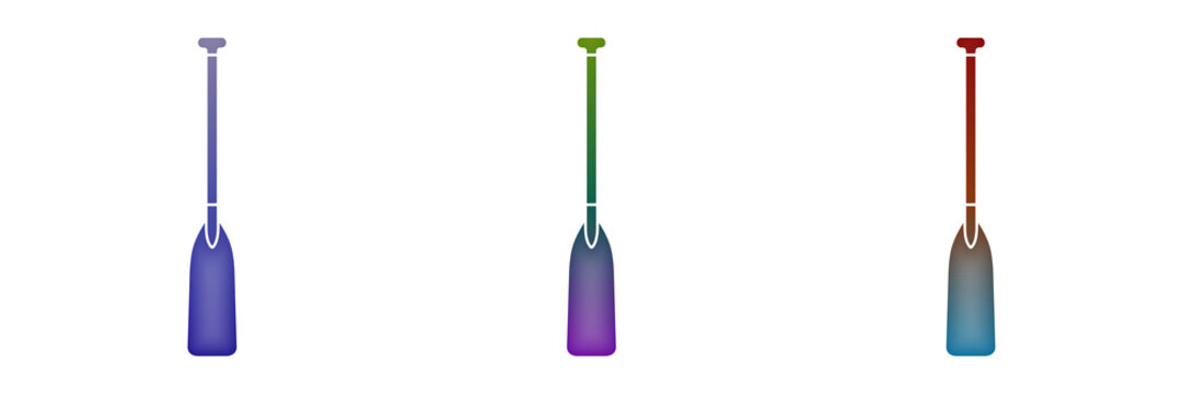 Colorful oar icons in purple, green and red