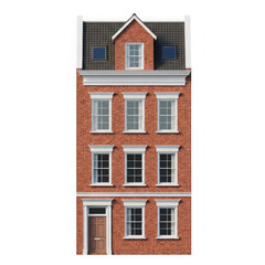Fototapeta premium Traditional red brick townhouse building with narrow vertical design