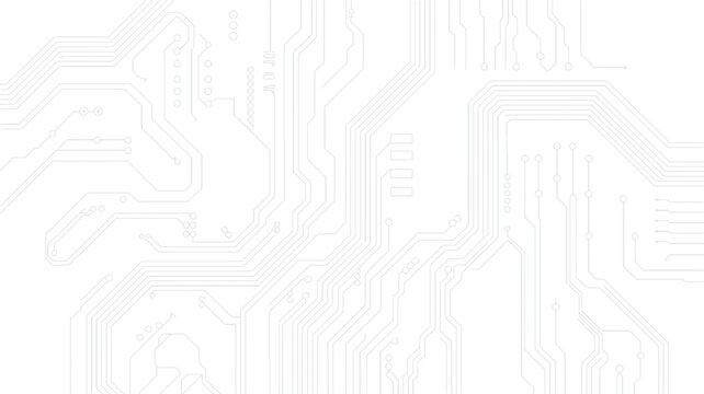 circuit board pattern on white background electronic components wires connections technology hardware monochrome vector graphic design engineering electronics schematic diagram technical